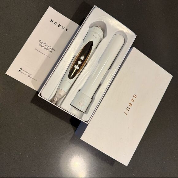 Sabuy White and Gold Curling Iron, ceramic barrel for curling or straightening main image 4